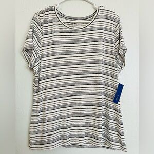 NWT Apt 9 Essential Crewneck Tee Striped Ivory Black XL